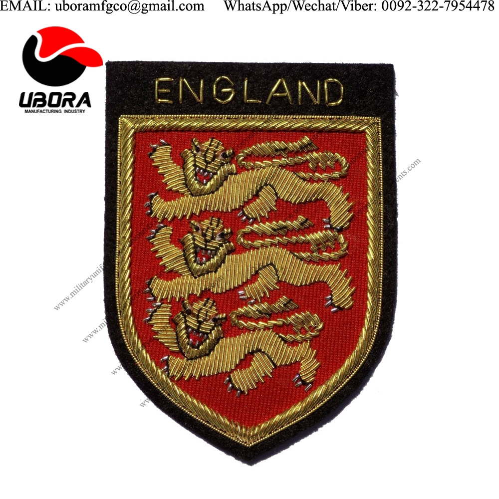 custom made Gold embroidery England Football Team Three Lions Badge Patch 3 Lions Hand Made UK 